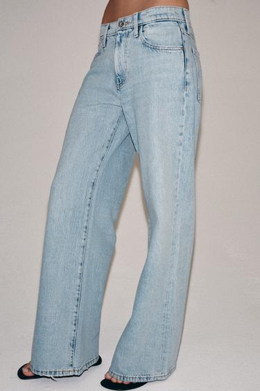 ZW COLLECTION WIDE LEG JEANS MED LAV TALJE - lys blå fra Zara