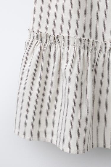 JUPE MI-LONGUE À RAYURES ET PANS - Écru / Marron de Zara - Image 3