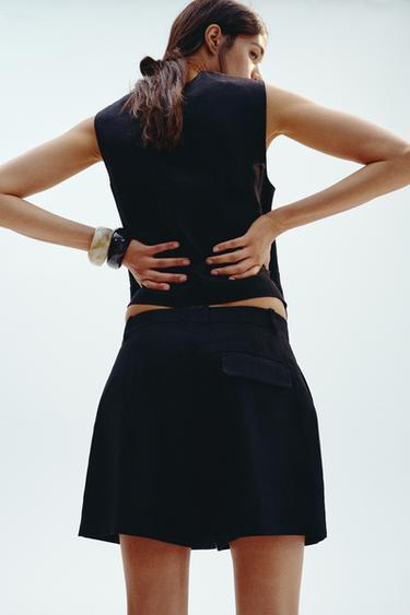 HIGH-WAIST LINEN BLEND BERMUDA SHORTS - Black by Zara - Image 2