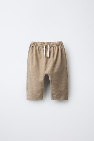 GEVOERDE BROEK VAN BABYRIBFLUWEEL - Beige van Zara - Afbeelding 0