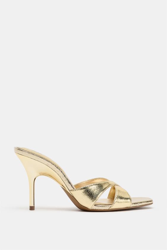 LAMINATED SLINGBACK HEEL SANDALS