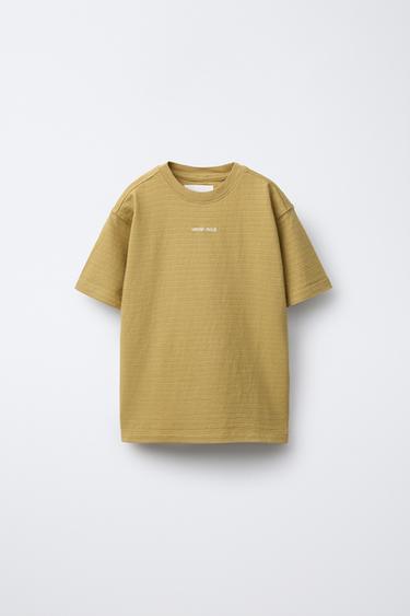 EMBROIDERED TEXT STRUCTURE T-SHIRT - Oil by Zara
