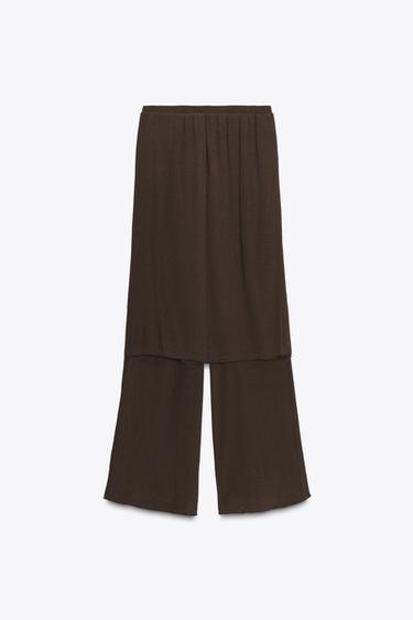 TEXTURED PAREO TROUSERS - Chocolat de Zara - Image 4