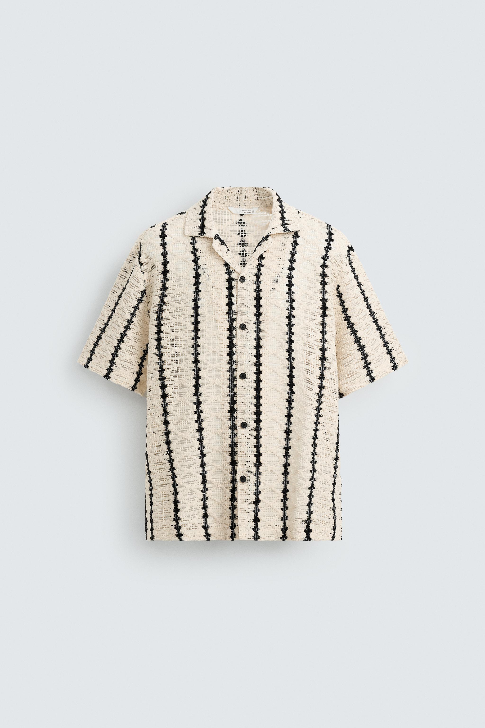 クロシェ編み構造シャツ - エクリュ/ブラック | ZARA Japan / 日本 クロシェ編み構造シャツ - エクリュ/ブラック | ZARA Japan / 日本