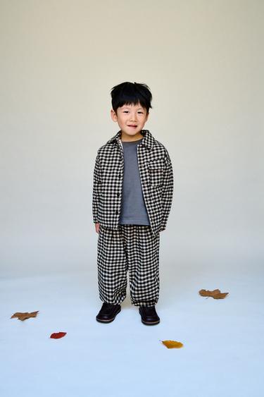 Zara GINGHAM PLAID OVERSHIRT - Black / Ecru