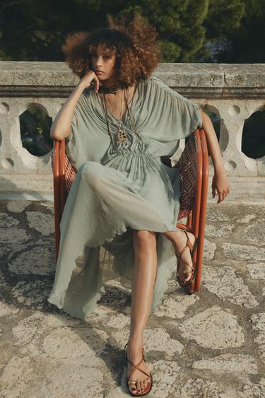 FLAT SANDALS WITH METAL TOE DETAIL - Brown by Zara