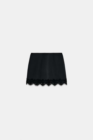 SKORT WITH LACE HEM - Black by Zara - Image 5