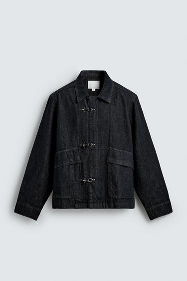 DENIM JACKET WITH METAL FIREMAN CLASPS - Indigo by Zara