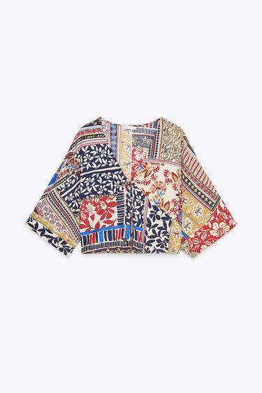 PATCHWORK PRINT BLOUSE - Multicoloured by Zara - Image 2
