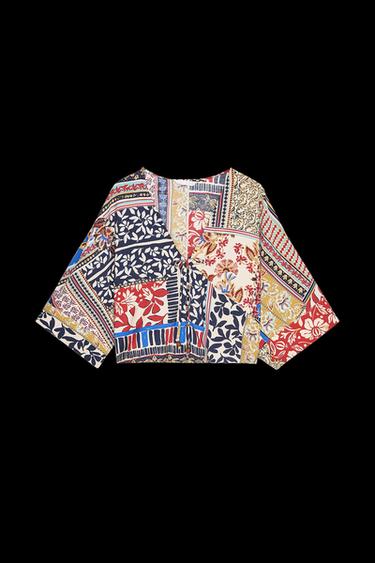 Zara PATCHWORK PRINTED BLOUSE - Multicolored - Image 0