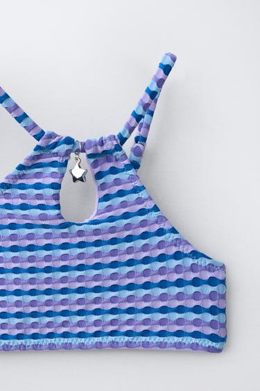 6-14 YEARS / TEXTURED STRIPED BIKINI - Blue by Zara - Image 2