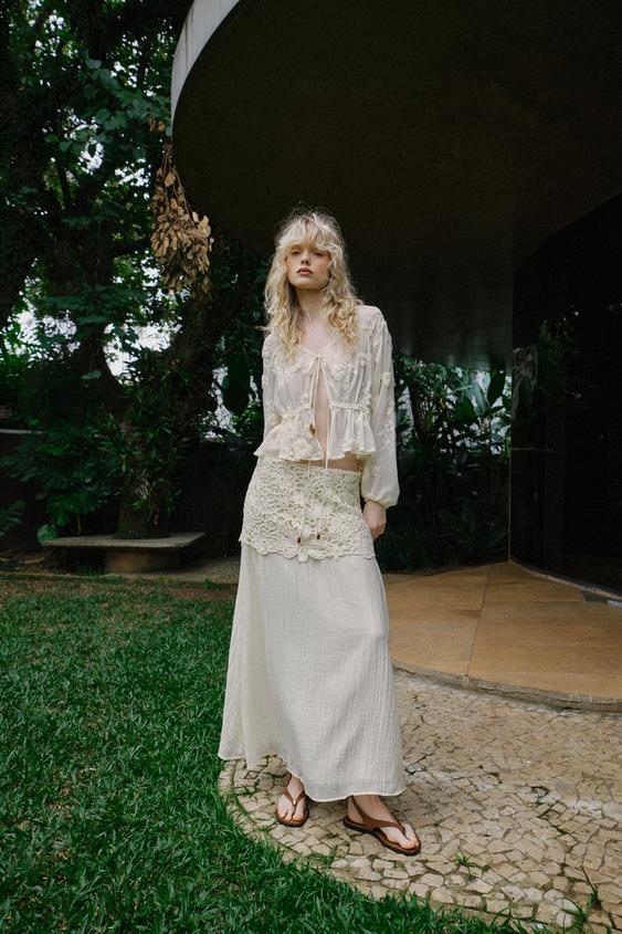 EMBROIDERED SHEER BLOUSE from Zara - $49.90