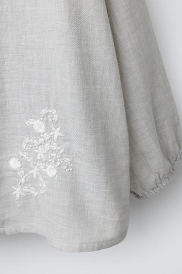 AGES 6-14 / EMBROIDERED FLOWER PYJAMAS - Grey marl by Zara - Image 5