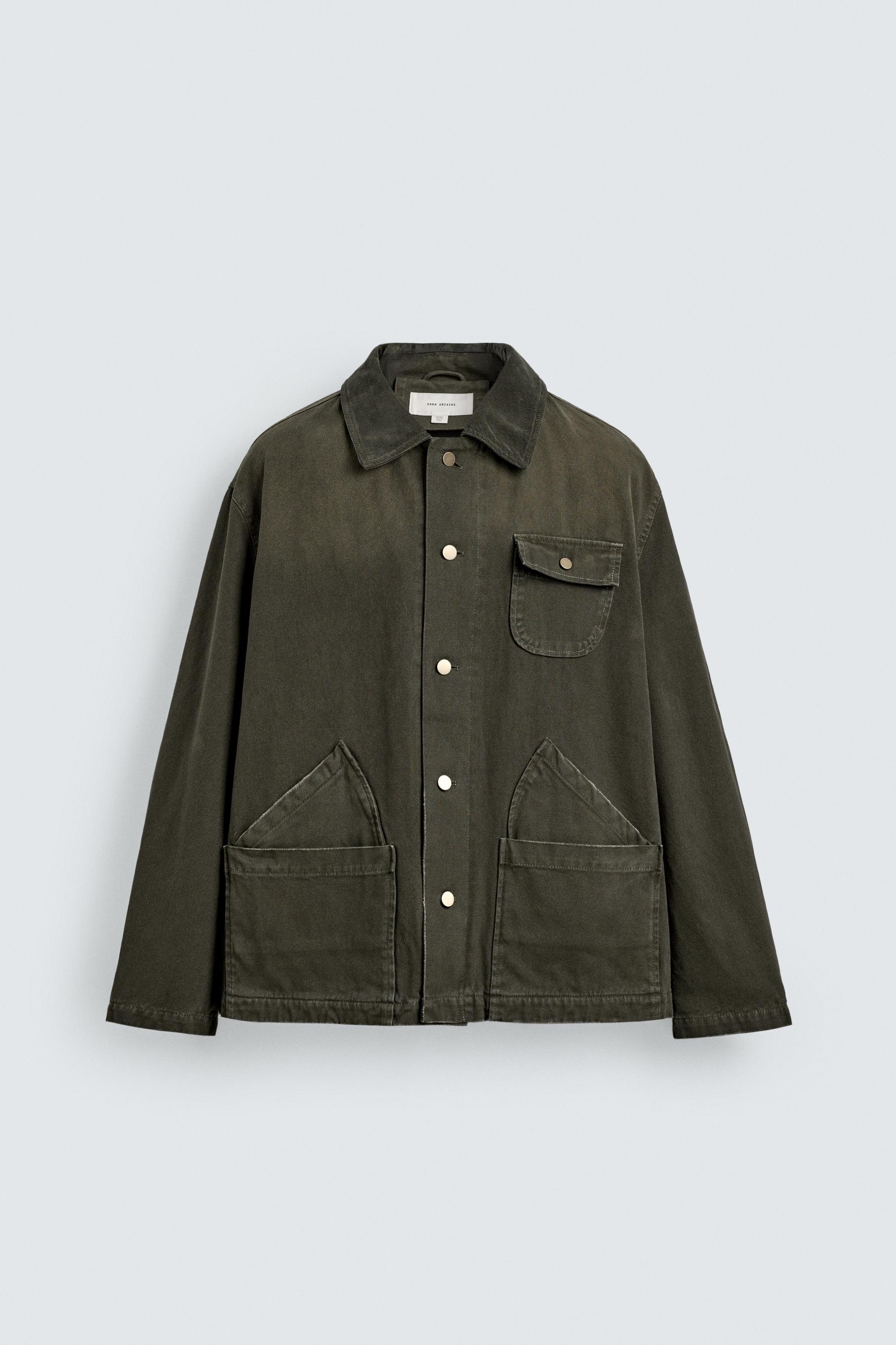 ウォッシュ加工コントラストカラー付きジャケット - ダークボトル