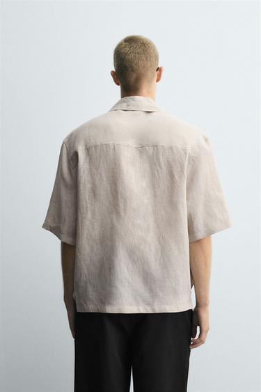 CHEMISE KIMONO 100 % LIN - Beige clair de Zara - Image 2
