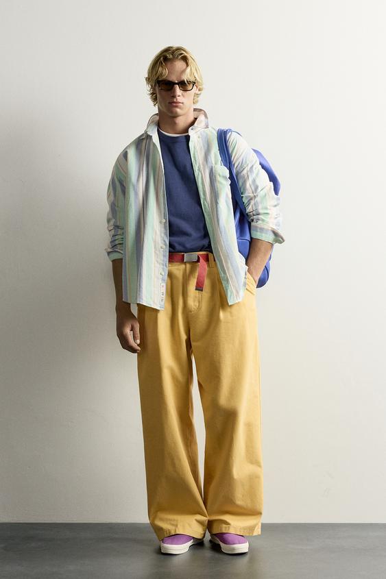 CAMISA OXFORD RAYAS FRUIT OF THE LOOM™ - Azul agua de Zara - Imagen 0