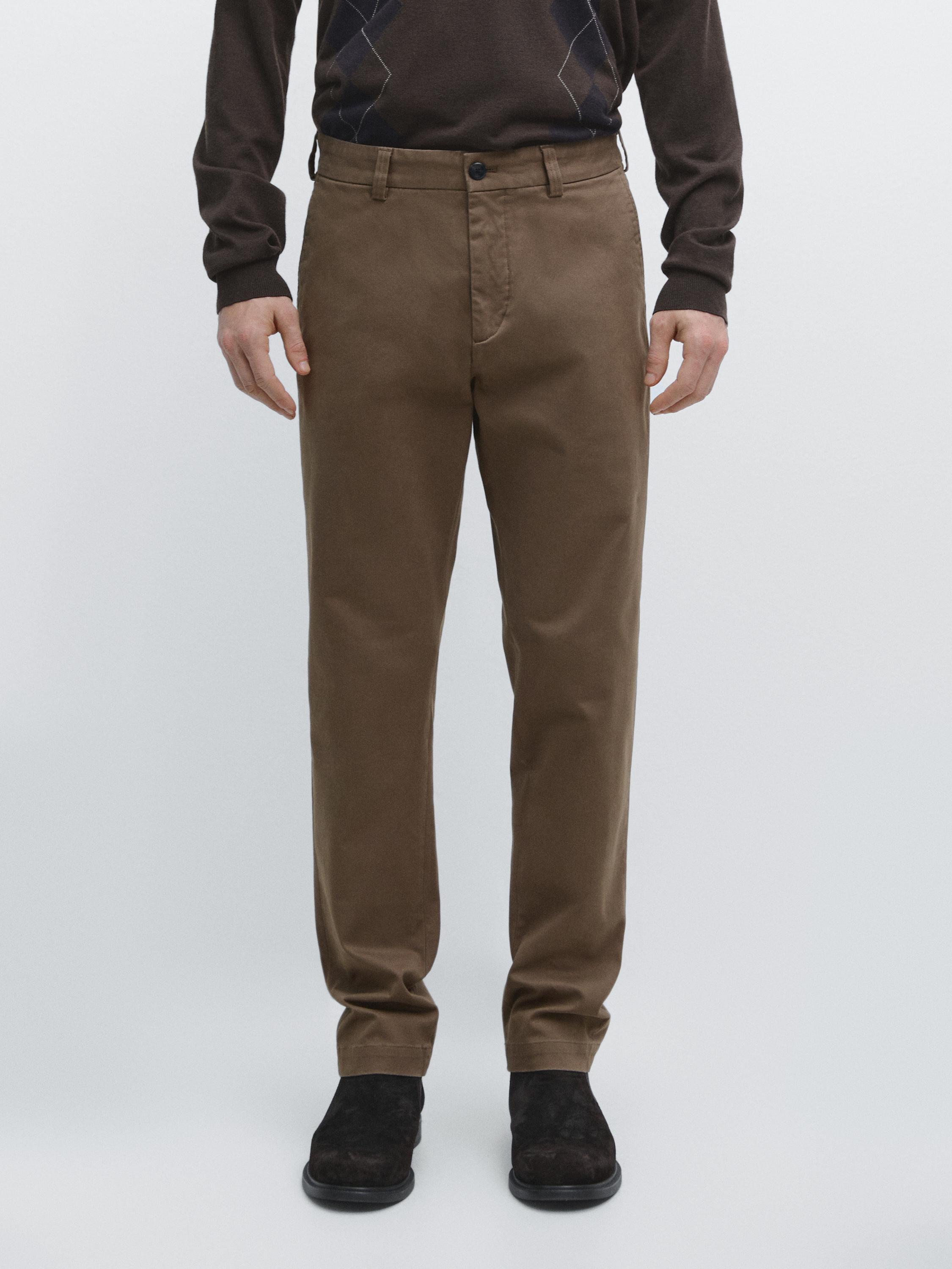 Tapered fit micro textured trousers