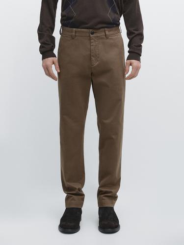 Zara Tapered fit micro textured trousers - Mink