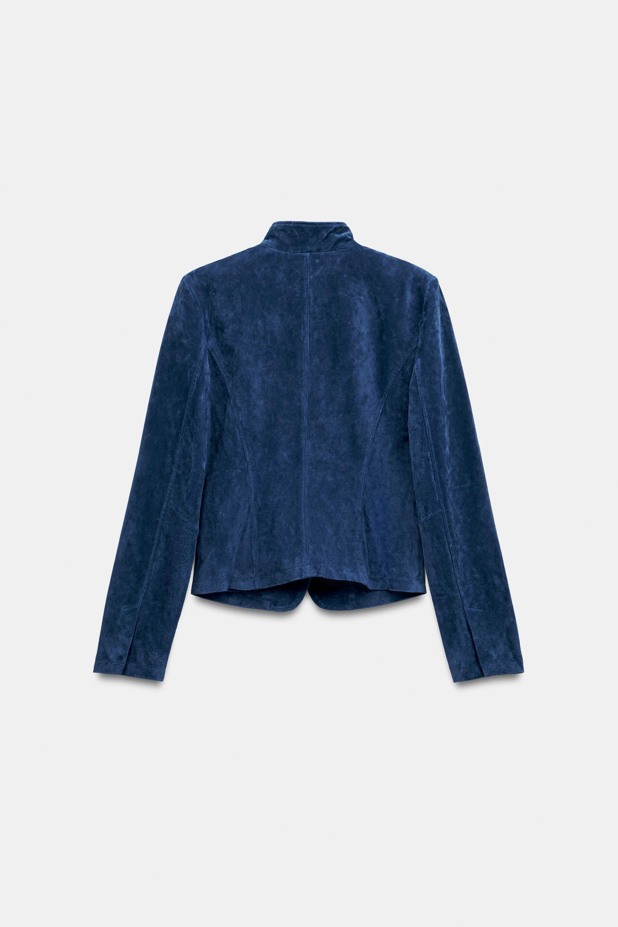 VESTE CROISÉE 100% CUIR DAIM