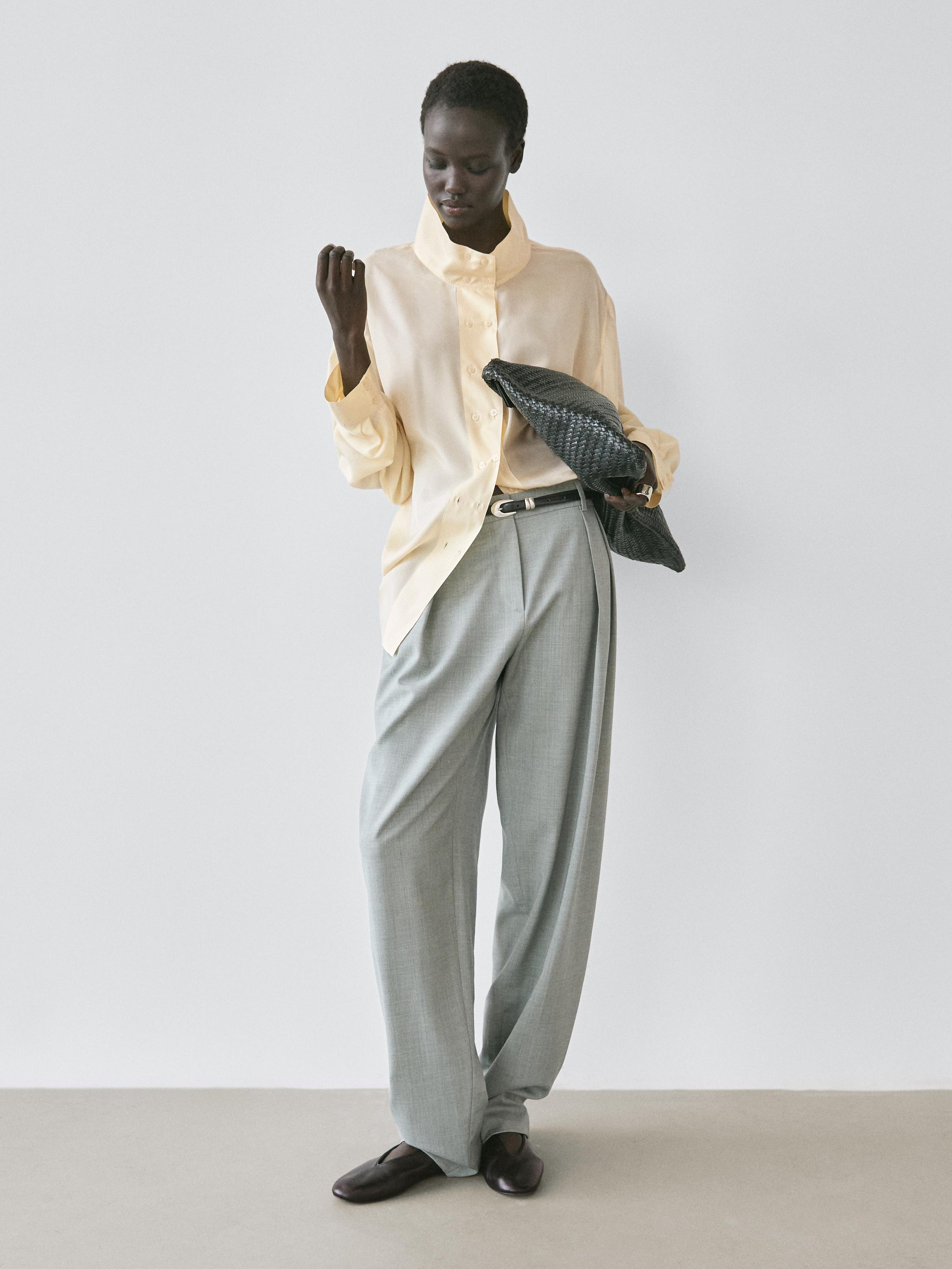 Silk shirt with button detail