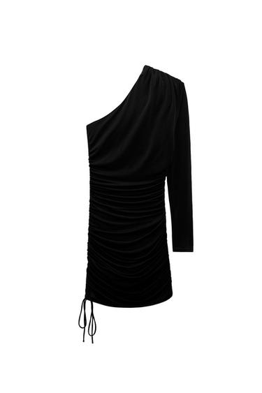 RUCHED ASYMMETRIC DRESS