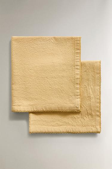 LOT DE SERVIETTES DE TABLE UNIES EN FIL TEINTÉ (LOT DE 2) - Jaune de Zara