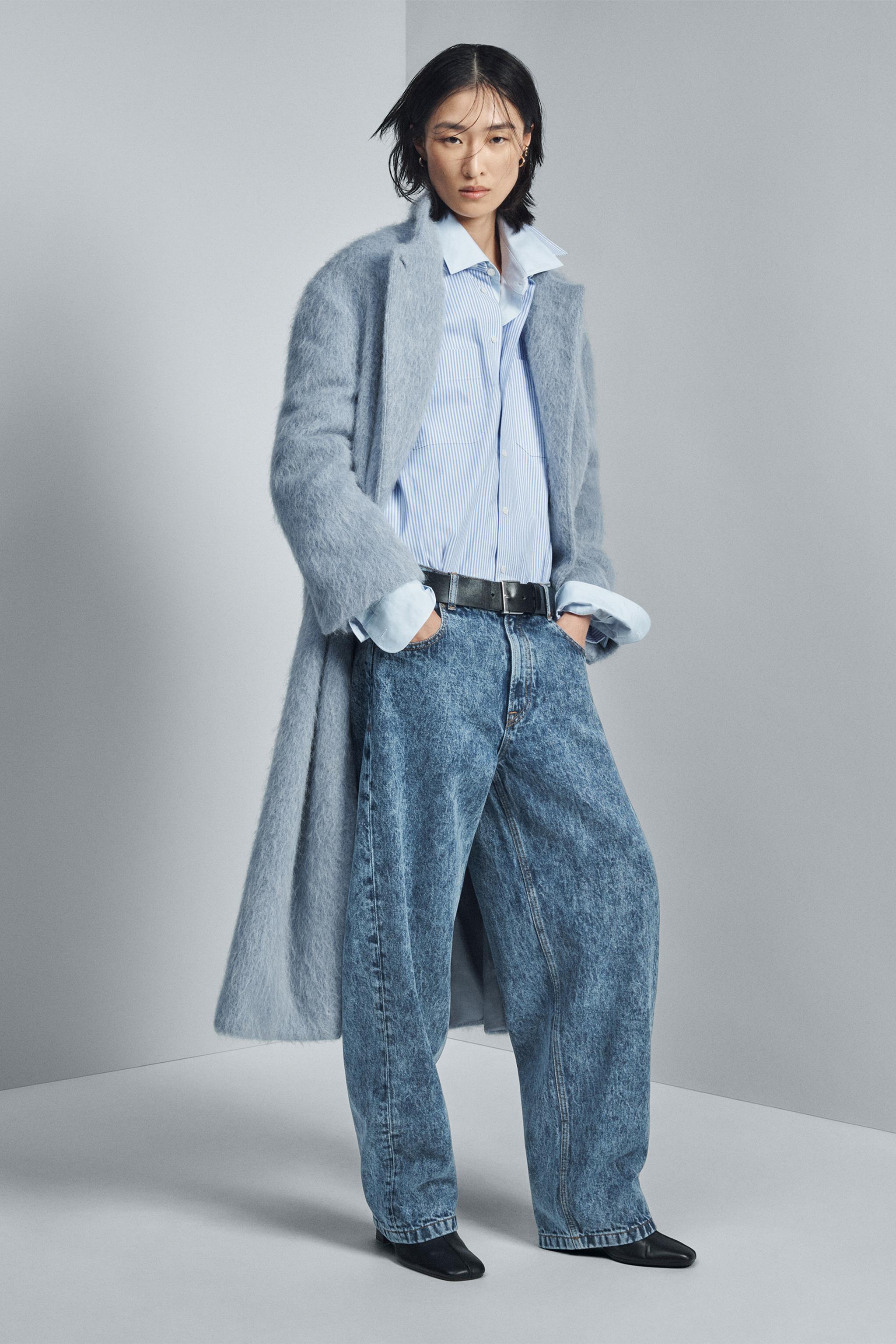 ZARA ZW COLLECTION MANTECOウールジャケット L MANTECOウールストレートコート ZW COLLECTION - スカイブルー | ZARA
