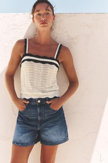 SHORTS Z1975 MOM FIT TIRO ALTO - Azul medio de Zara