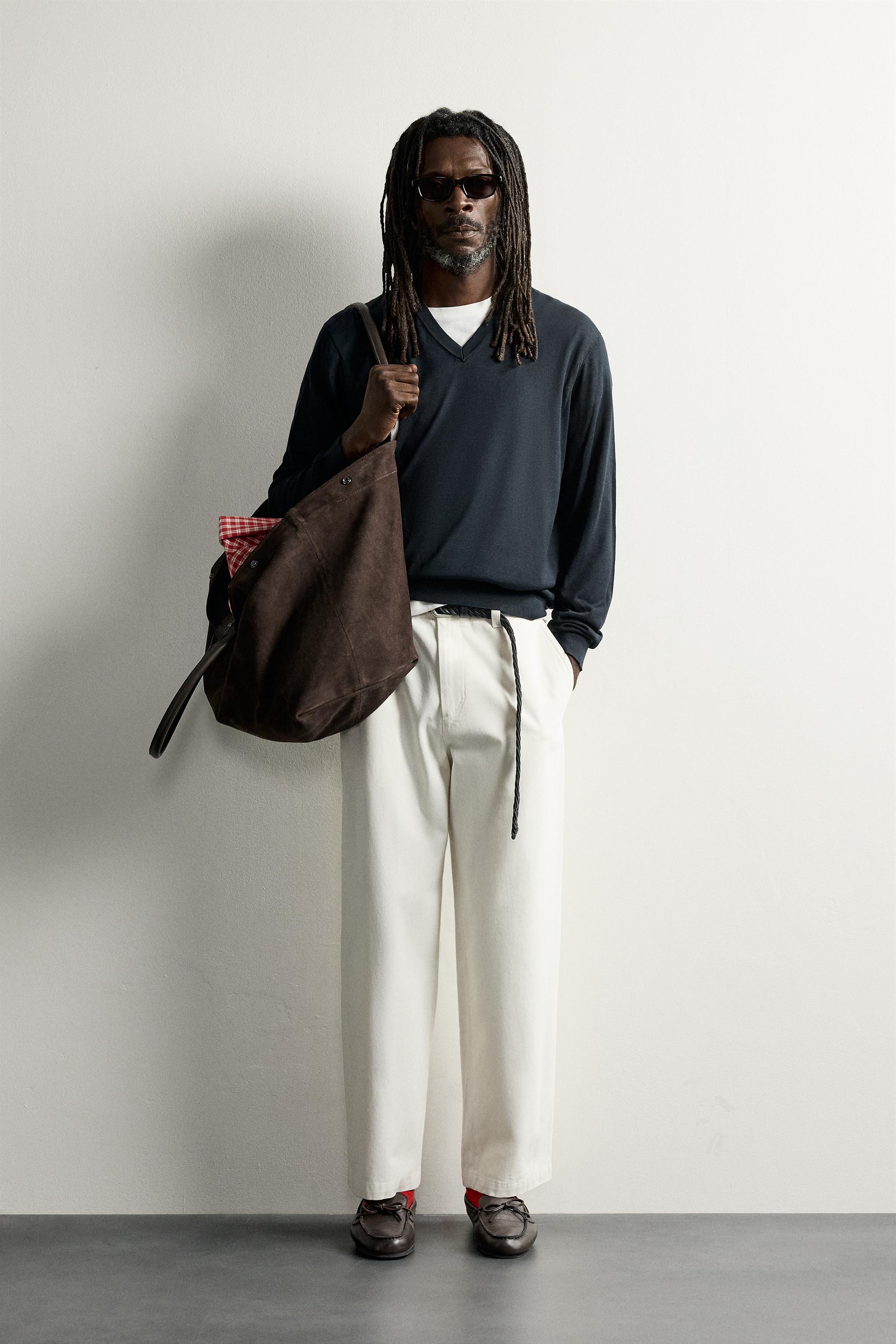 AARON LEVINE X ZARA シルク100% ライトウェイトセーター - ネイビー