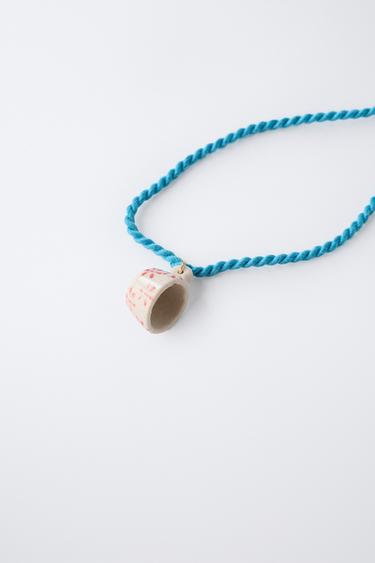 CERAMIC CUP CORD NECKLACE - Blue by Zara - Image 2