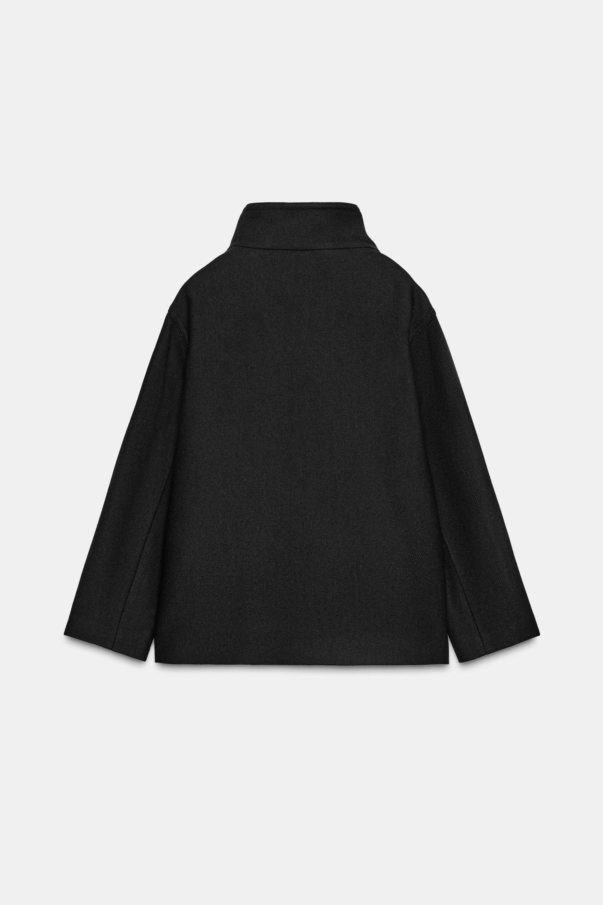 HIGH NECK WOOL BLEND SHORT COAT