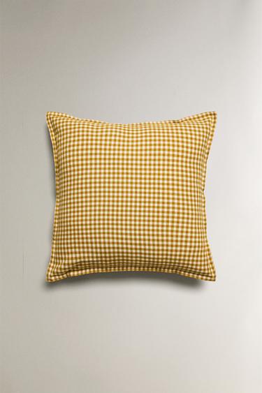 GINGHAM CUSHION COVER - Mustard by Zara - Image 0