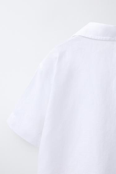 CHEMISE BOWLING LIN ET COTON - Blanc de Zara - Image 3