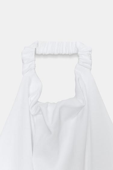 TOP HALTER EN COTON ÉPAIS STYLE BALLON - Blanc de Zara - Image 5