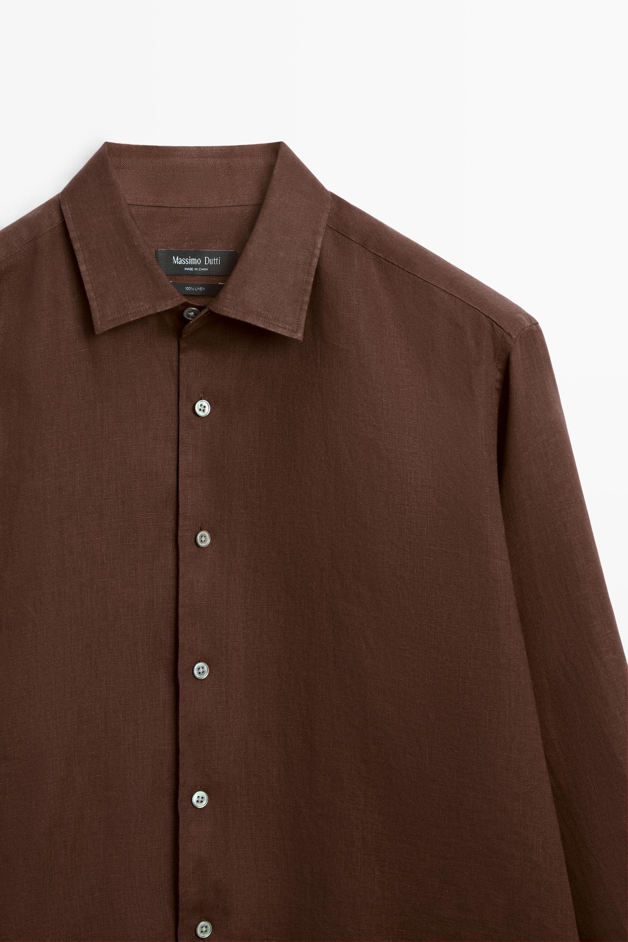 Regular fit 100% linen shirt