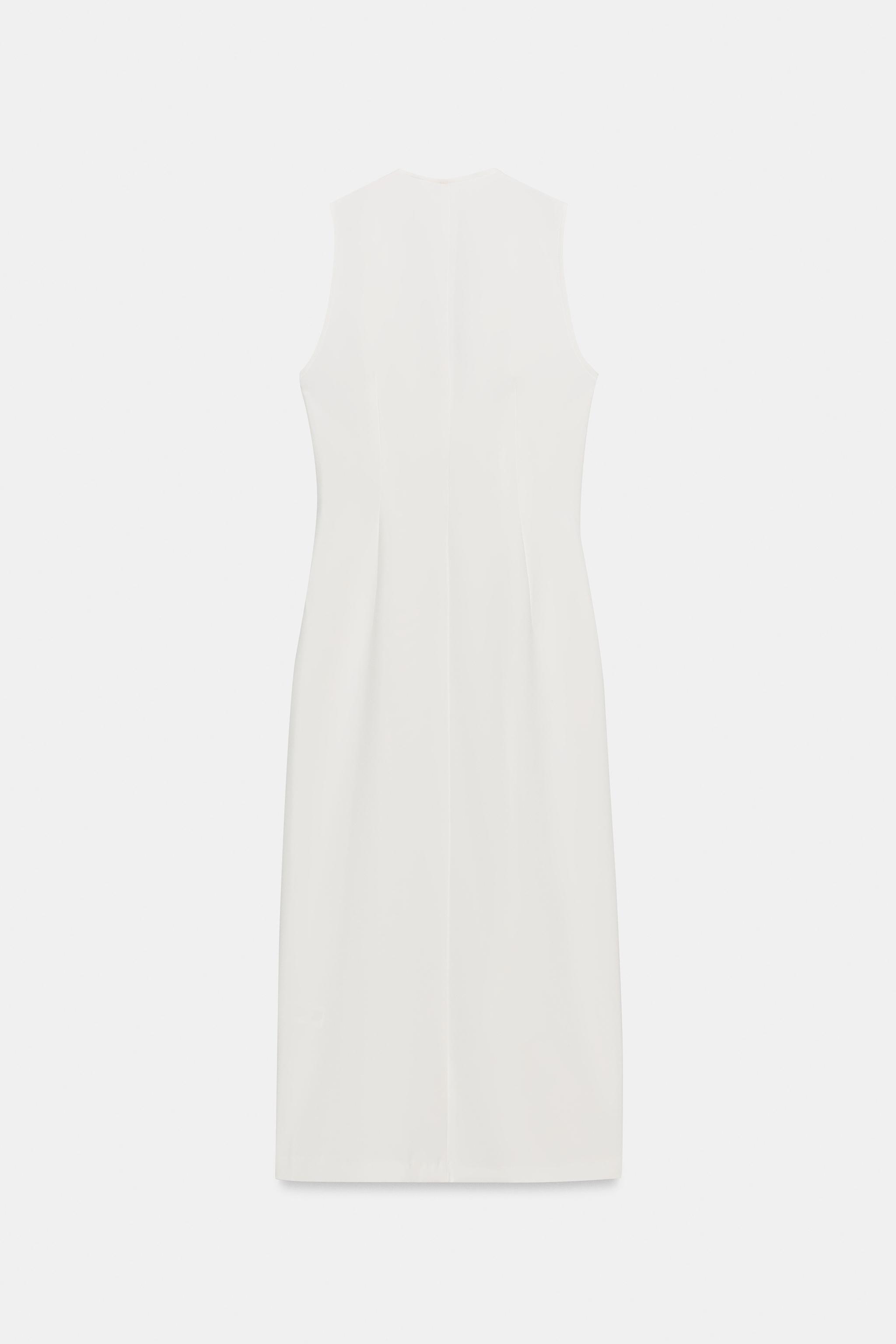 Женские платья Zara CONTRAST TRIM FROG FASTENING MIDI DRESS — фото 6