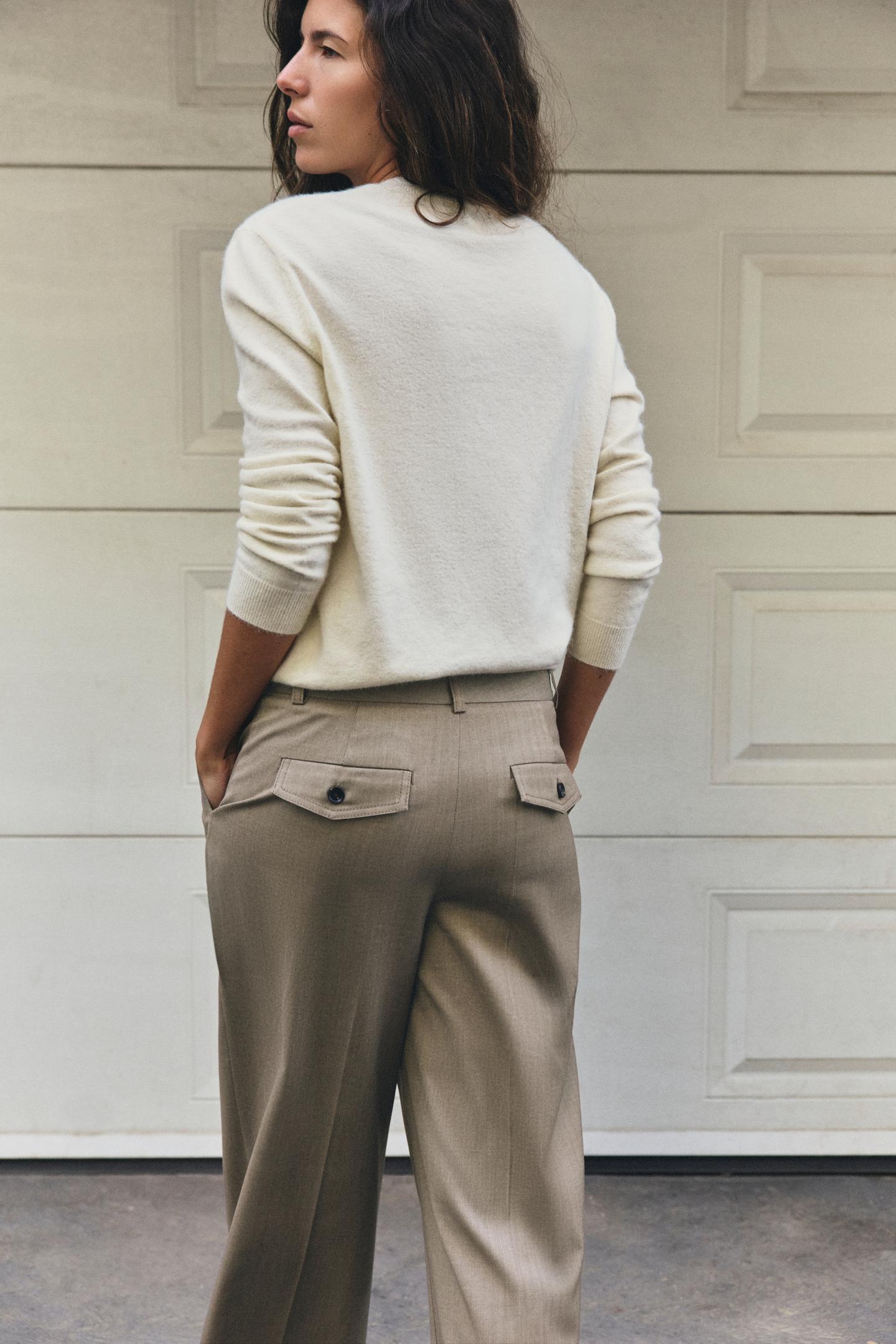 Женские брюки Zara Cropped Straight, цвет: Светлый коричневый — фото 5