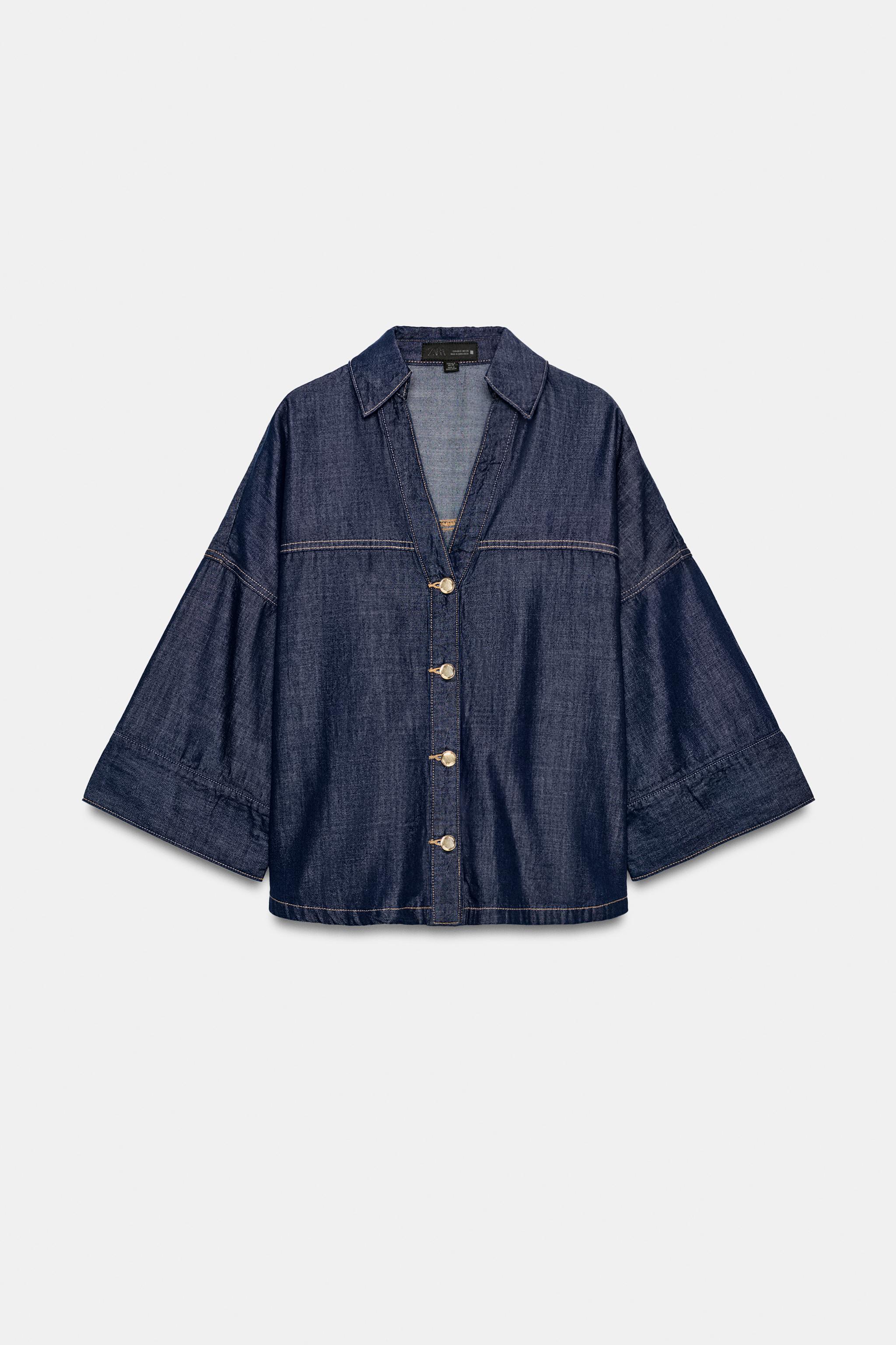Женские рубашки Zara Z1975 WIDE SLEEVE DENIM SHIRT — фото 8