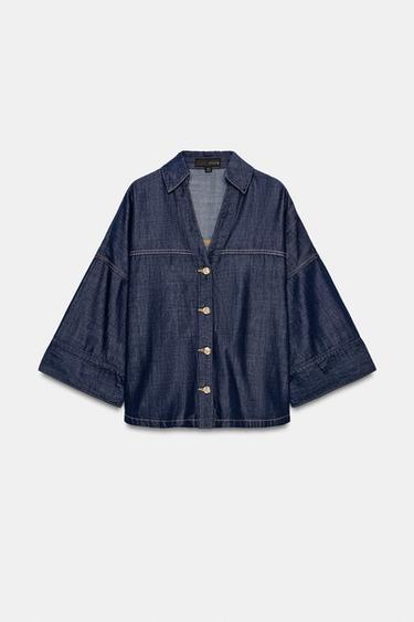 CHEMISE Z1975 EN DENIM À MANCHES LARGES - Bleu de Zara - Image 7