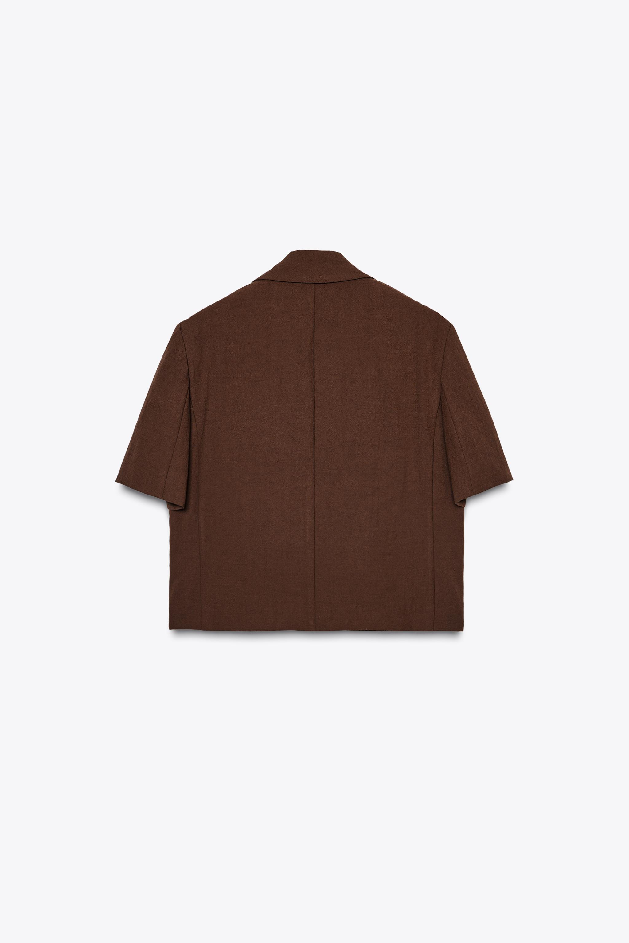 ZARA クロップド丈ショートスリーブブレザー 8073/149 CROPPED SHORT SLEEVE BLAZER - Brown | ZARA United States