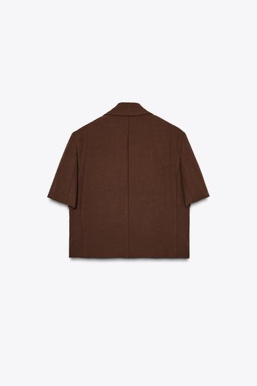 BLAZER COURTE À MANCHES COURTES - Marron de Zara - Image 7