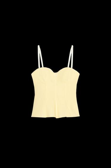 PEPLUM-OBERTEIL MIT POPELINSCHLEIFE - Gelb von Zara - Bild 0