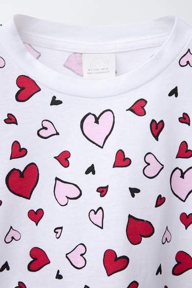 HEART PRINT T-SHIRT - White by Zara - Image 2