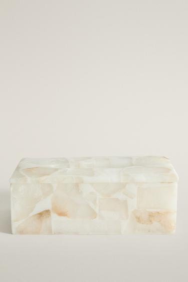 ALABASTER RESIN TISSUE BOX — Light beige 1