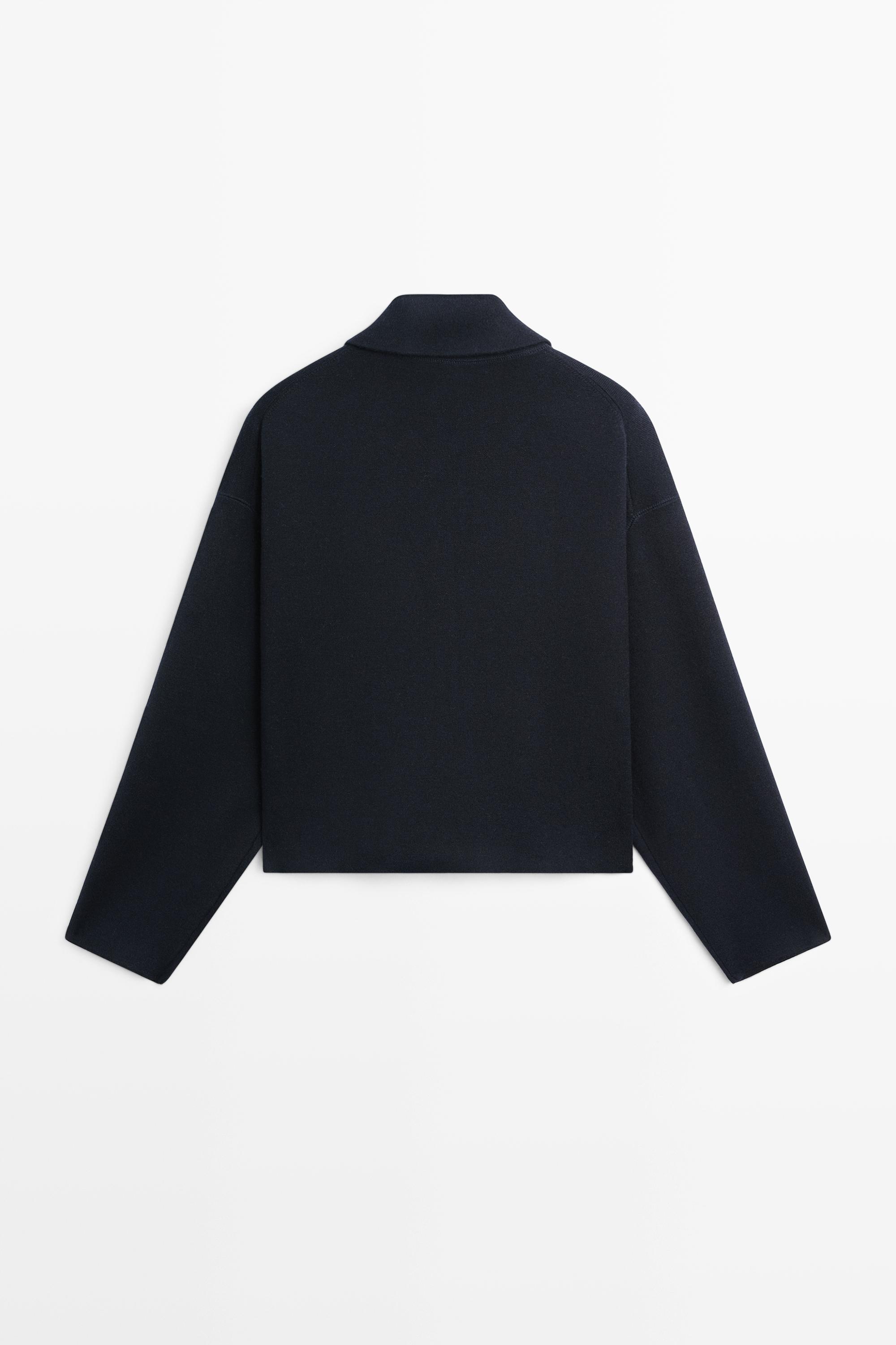 Cotton knit zip-up jacket