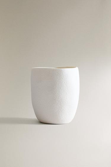 TEXTURED CERAMIC TOOTHBRUSH TUMBLER — White 1