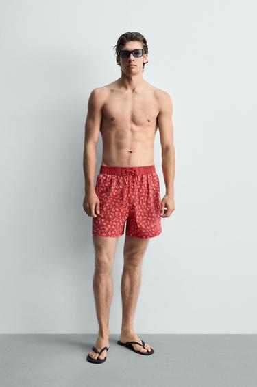 Zara LONG PAISLEY PRINT SWIMSUIT - Light red - Image 0