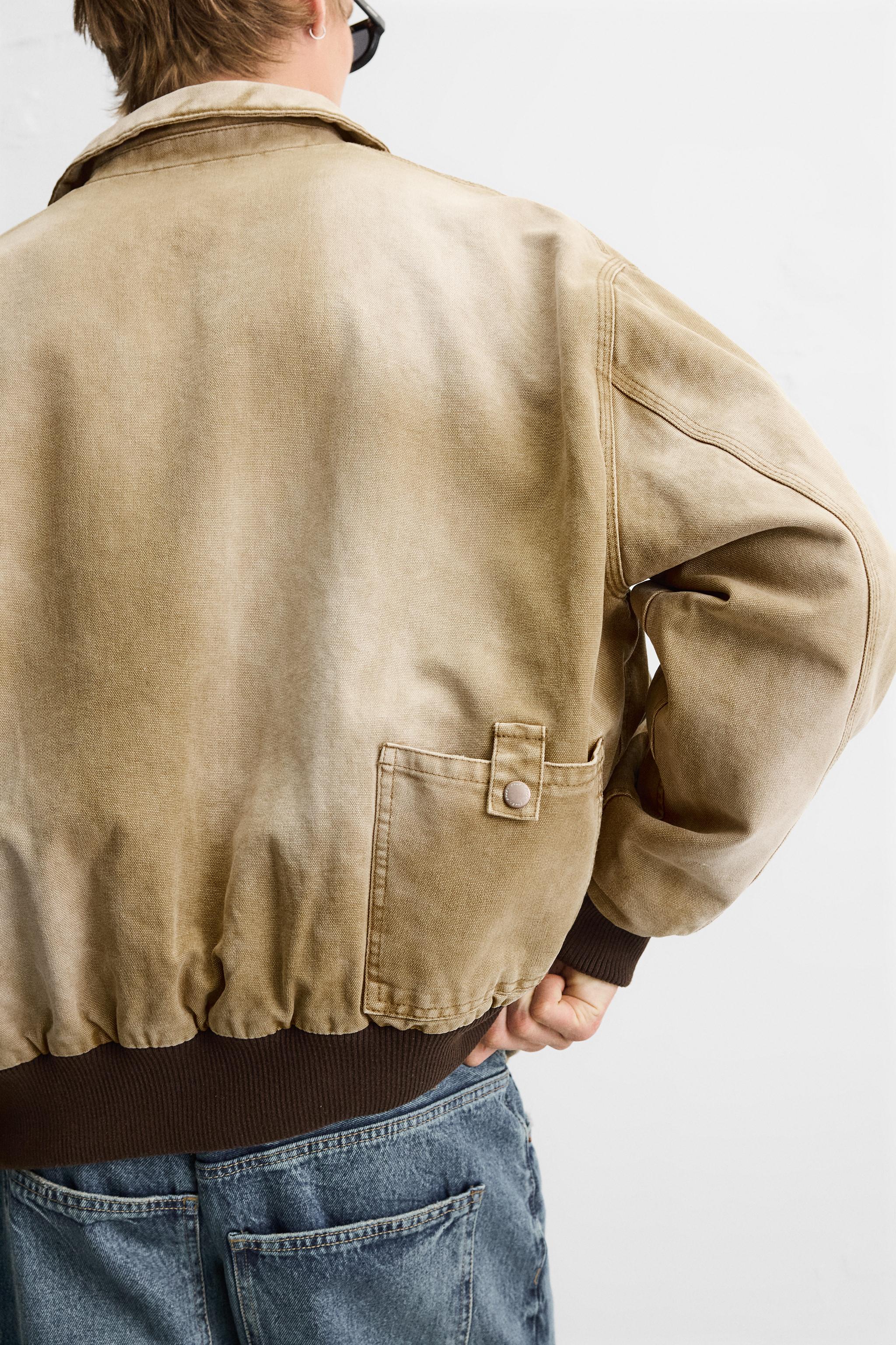 ウォッシュ加工ボンバージャケット - ミディアムキャメル | ZARA