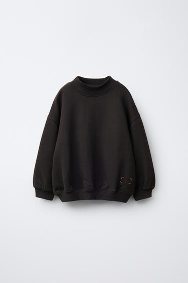 SWEAT-SHIRT UNI À COL CHEMINÉE - Gris anthracite de Zara