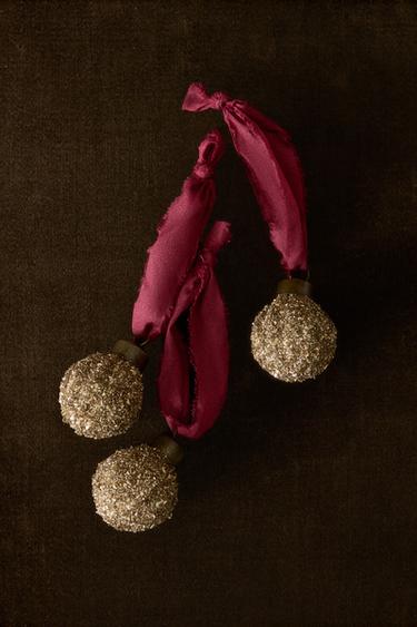 MINI BAUBLE CHRISTMAS TREE DECORATION (PACK OF 3) — Golden 1